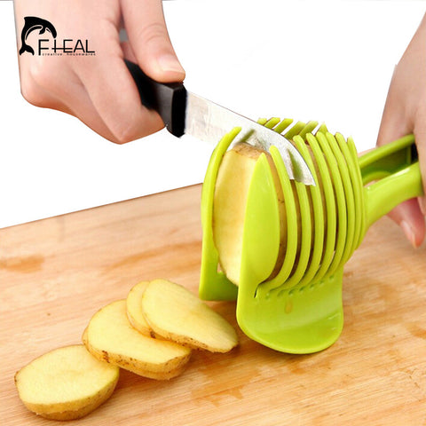 Tomato Slicer ABS Plastic Potato Cutter Kitchen Gadgets Lemon Orange Fruit Vegetable Holder Slicer Triturador Cooking Tool